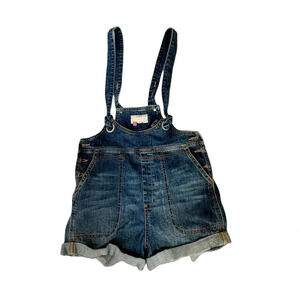ANTHROPOLOGIE PILCRO Shorts + Overalls Button Denim Shortalls Sz 28
